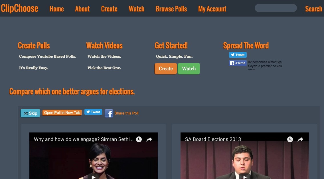 Clipchoose. Créer des sondages sur des vidéos