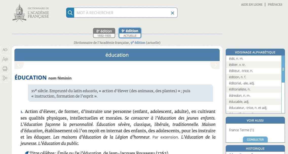 Le dictionnaire de l’Académie française est en ligne sur Internet — Les outils Tice