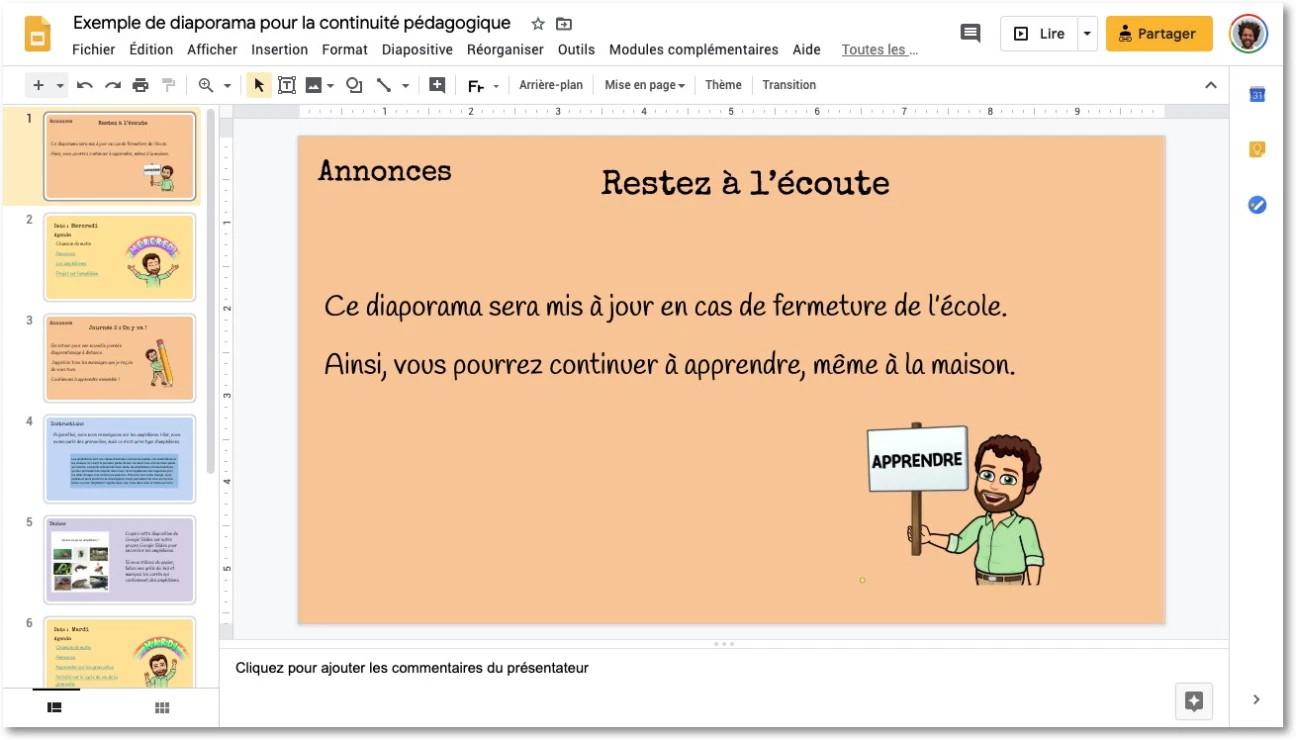 Enseignez à distance avec Google Slides — François JOURDE