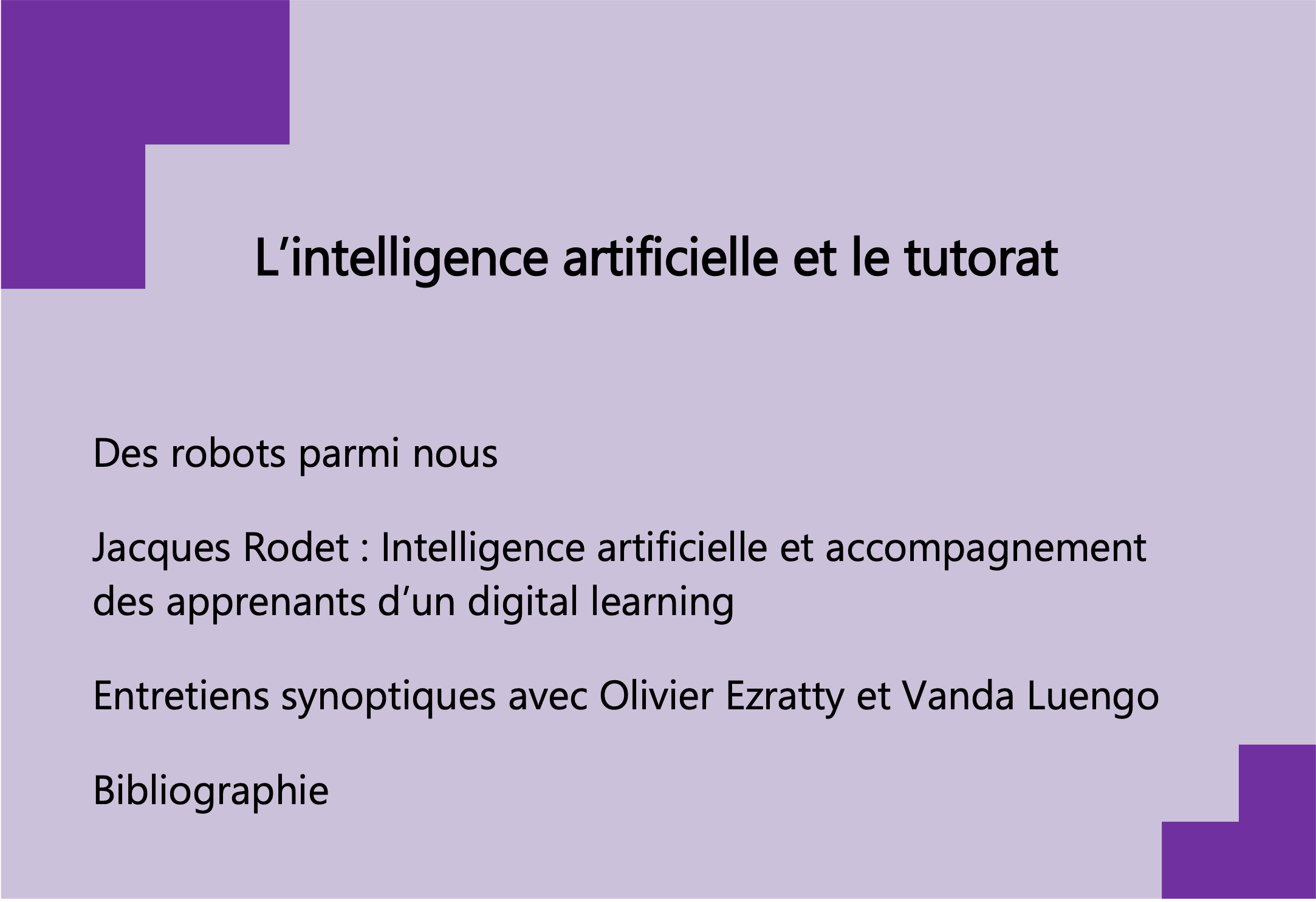 L’intelligence artificielle et le tutorat — Jacques RODET