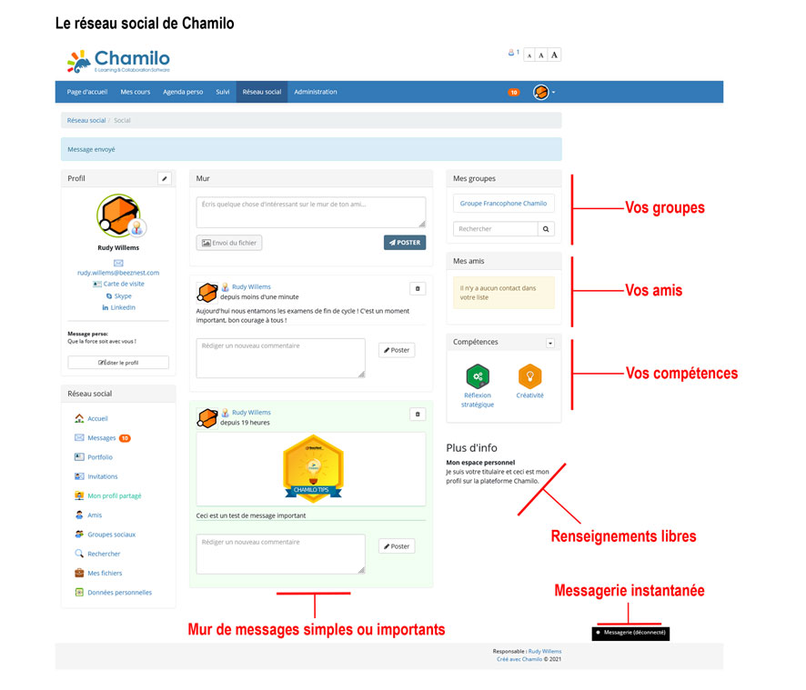 Le réseau social de Chamilo 