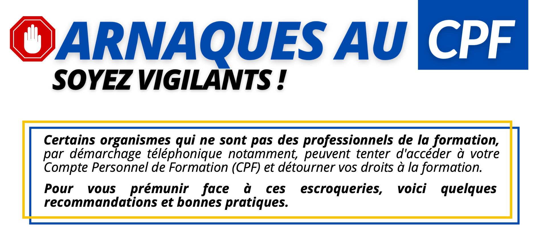 Arnaque au CPF ! soyez vigilants — FFP