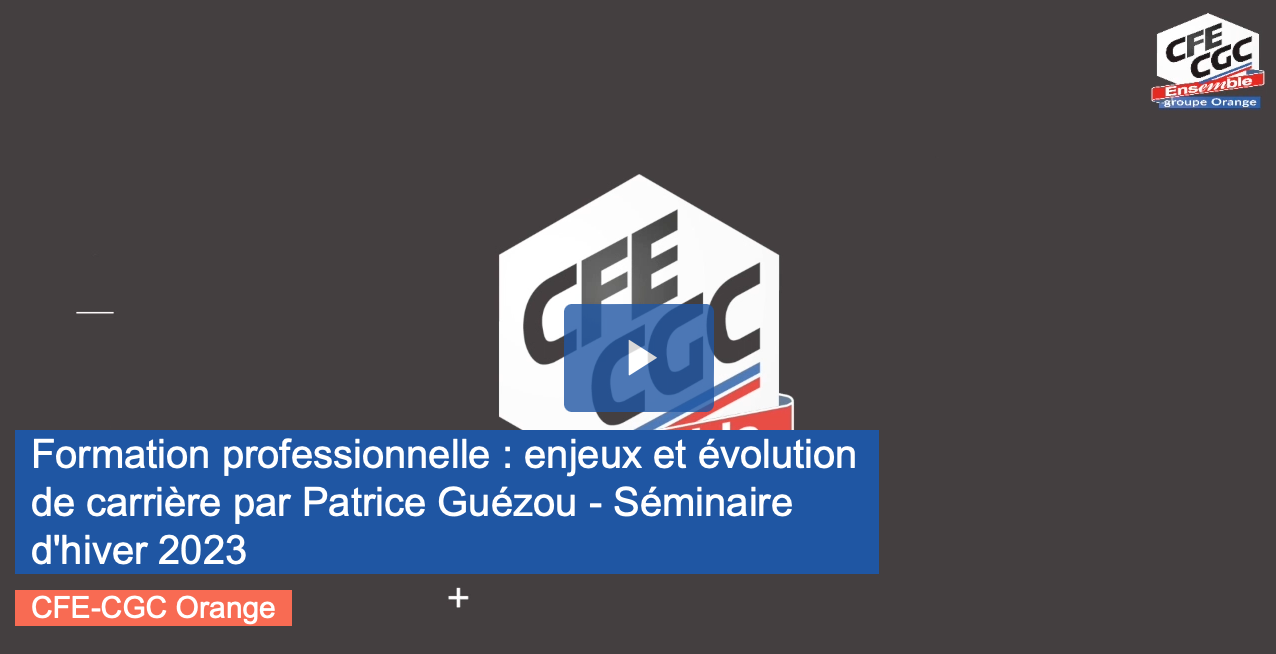 Formation professionnelle : enjeux et évolution de carrière par Patrice Guézou – Séminaire d’hiver 2023 — CFE/CGC