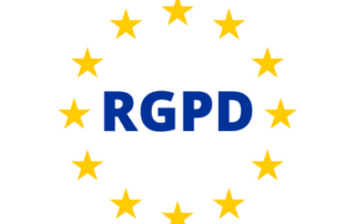Lettres RGPD dans un cercle d'étoiles évoquant l'Union européenne
