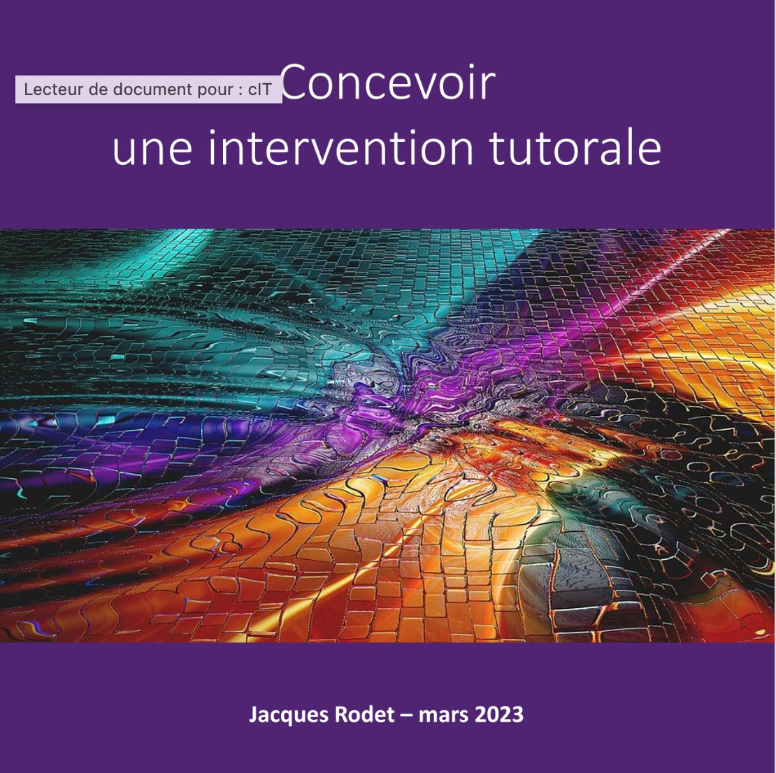 Concevoir une intervention tutorale