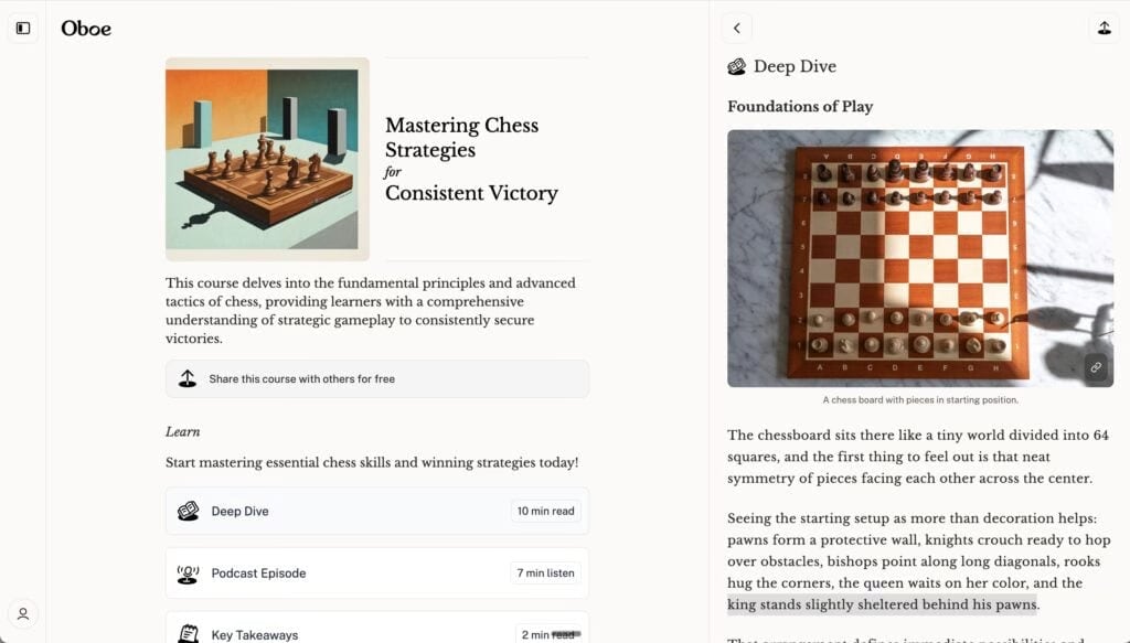 Oboe – Une plateforme d’apprentissage par IA qui vous génère un cours en quelques secondes