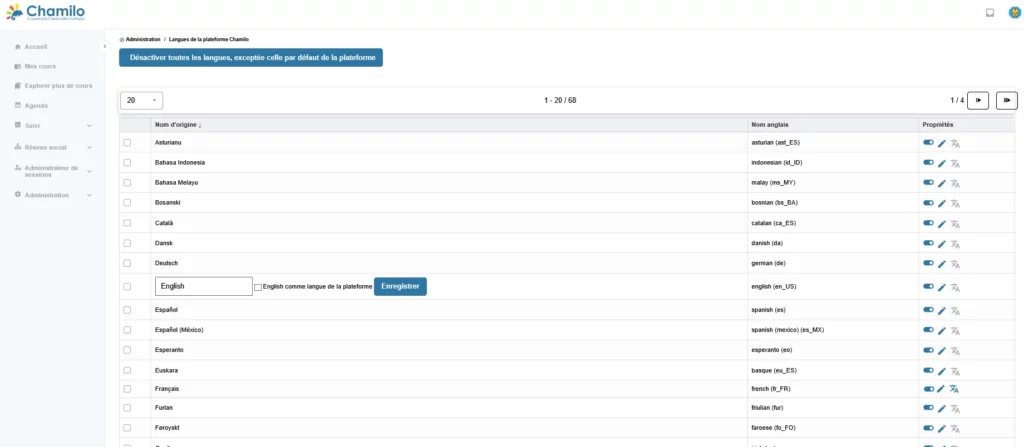 Gestion des langues dans Chamilo LMS 